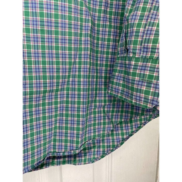 Ralph Lauren Mens Long Sleeve Button Front‎ Shirt Green Plaid Large Cotton Flaw - Picture 2 of 8